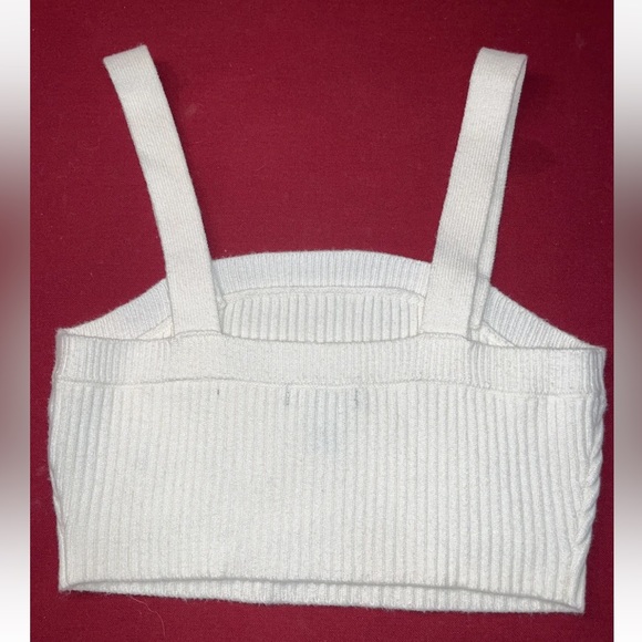 Forever 21 WHITE L cropped TANK Sweater RIBBED rayon sleeveless ivory NEW womens - Picture 6 of 11